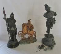 3 spelter warrior figures (in need of repair)