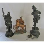 3 spelter warrior figures (in need of repair)