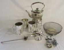 Selection of silver plate including a spirit kettle