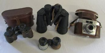 Assorted binoculars inc Falco & camera by Silette