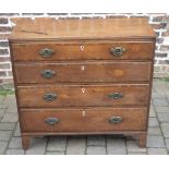 Georgian oak chest of drawers with cross banding and bracket feet