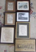 Selection of antique Lincolnshire prints and maps