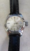 1950/60's Ladies Tudor Oyster wristwatch with replacement black leather strap (serviced 2012)