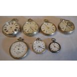 7 hallmarked silver pocket watches for spares/repair