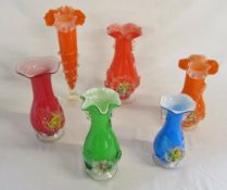 6 Murano coloured glass vases