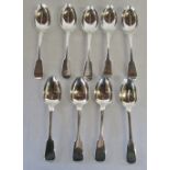 9 silver dessert spoons Edinburgh 1846 (8) and London 1856 (1) weight 14.