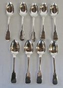 9 silver dessert spoons Edinburgh 1846 (8) and London 1856 (1) weight 14.