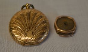 Small 9ct gold wristwatch case and a yellow metal pocket watch case