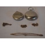 2 Railway themed pocket watches (AF) and 4 small chains marked 925