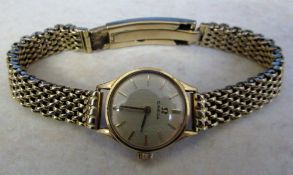 Ladies 9ct gold Omega wristwatch with 9ct gold strap total weight 30.