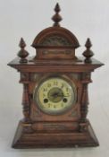 Late 19th/Early 20th century wooden mantle clock H 43 cm