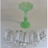 Green glass table lustre with drops (af)