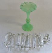 Green glass table lustre with drops (af)