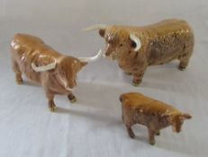 Set of 3 Beswick Highland cattle