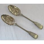 Pair of silver berry spoons London 1856 weight 5.