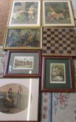 Selection of prints & a chess board