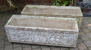 Pair of large stone effect troughs 120cm by 39cm