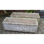 Pair of large stone effect troughs 120cm by 39cm