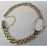 9ct gold Rotary ladies wristwatch with 9ct gold strap total weight 15.