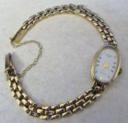 9ct gold Rotary ladies wristwatch with 9ct gold strap total weight 15.
