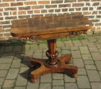William IV/early Victorian rosewood fold over card table