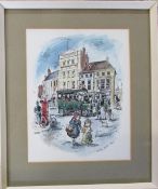 David N Robinson collection - Watercolour of Louth Market Place by Colin Carr 1963 26.5 cm x 31.