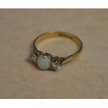 18ct gold & platinum set opal and diamond ring, approx weight 2.