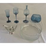 Selection of blue glass etc