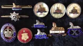 Lincolnshire Regiment badges including silver, tie pins,