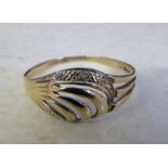 9ct gold ring with diamond chips size Q/R (total weight 1.