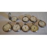 8 hallmarked silver pocket watches for spares/repair