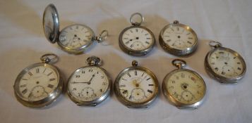 8 hallmarked silver pocket watches for spares/repair