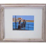 Cornish School acrylic painting signed by Tim Treagust 'St Ives Harbour View' 61 cm x 51 cm