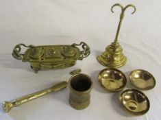 Various brassware inc inkstand