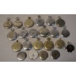 Quantity of military pocket watch parts, movements and cases,