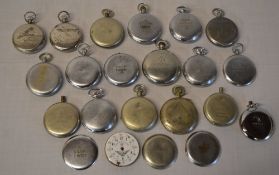 Quantity of military pocket watch parts, movements and cases,
