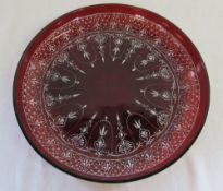 Red Bohemian glass dish/bowl D 24.