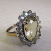 9ct gold citrine and paste stones dress ring marked 9K size Q