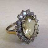 9ct gold citrine and paste stones dress ring marked 9K size Q