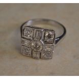 18ct white gold Art Deco style diamond ring,