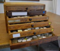 Watchmakers cabinet full of minor parts for wristwatch/pocket watch repair