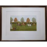 French Artists Proof lithographic print 8/30 of race horses at the starting point by Vincent