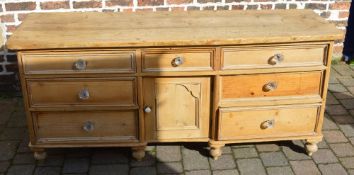 Victorian pine sideboard/dresser base on turned legs W183cm D57cm