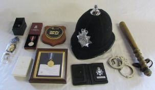 Humberside Police helmet, truncheon,