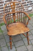 Yew wood Windsor chair with crinoline stretcher