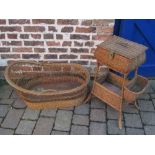 Wicker sewing basket and a baby crib