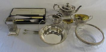 Selection of silver plate inc tea set and fish servers
