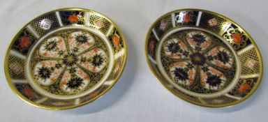 Pair of Royal Crown Derby Imari pin dishes D 11 cm