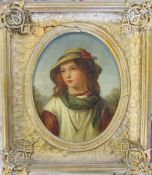 Victorian oil on canvas portrait of a Hop Picker by Joshua Mann (framed 50 cm x 45 cm,