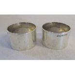 2 silver napkin rings 'Wesney 1945' and 'Marjorie 1945' Sheffield 1944 weight 3.